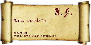 Mata Jolán névjegykártya